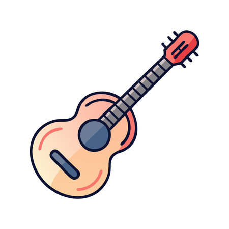Acoustic guitar flat color vector icon. Isolated cartoon illustration on white backgroundのイラスト素材