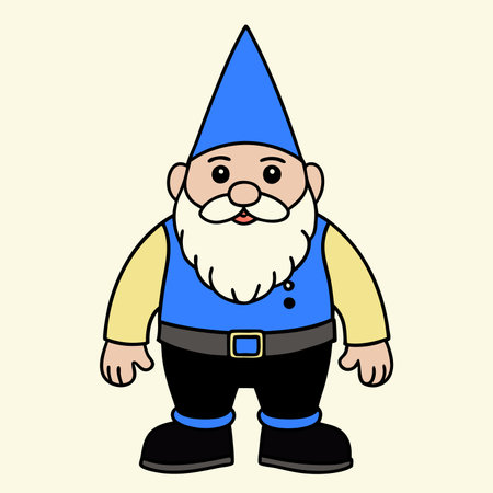 Garden gnome. Vector illustration of a gnome on a light background.のイラスト素材