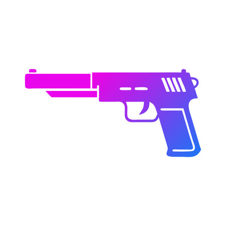 Pistol icon. Flat color design. Vector Illustration.のイラスト素材