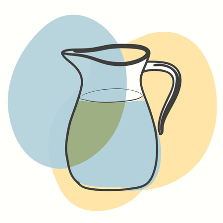 Jug of water icon. Vector illustration in doodle styleのイラスト素材
