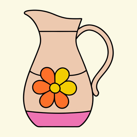 Ceramic pitcher with flowers. Vector illustration in flat style.のイラスト素材