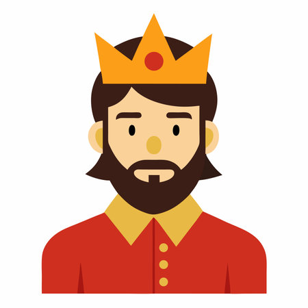 King with crown flat icon isolated on white background. Vector illustration.のイラスト素材