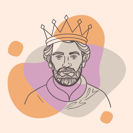 King with crown. Vector illustration in doodle style. Isolated on white background.