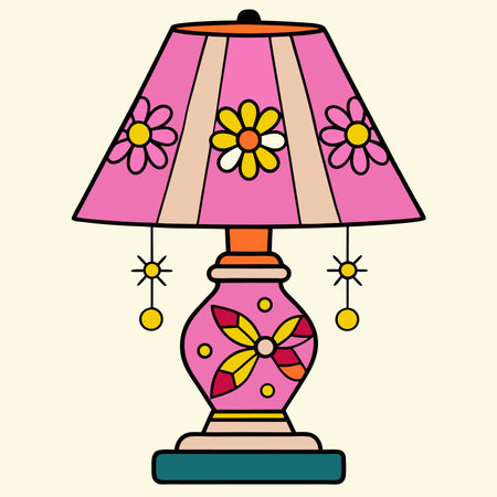 Illustration of a decorative lamp with flowers in a flat style.のイラスト素材