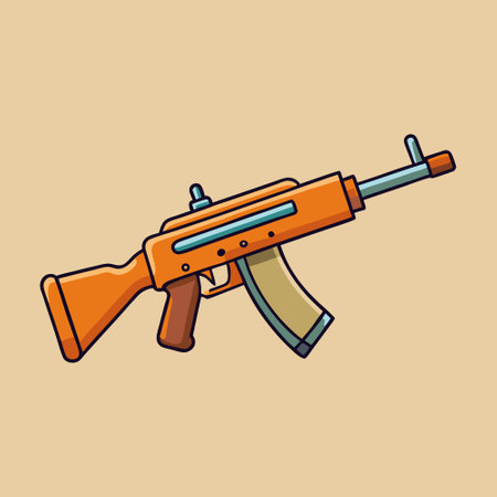 Cartoon machine gun icon. Vector illustration of a machine gun.のイラスト素材