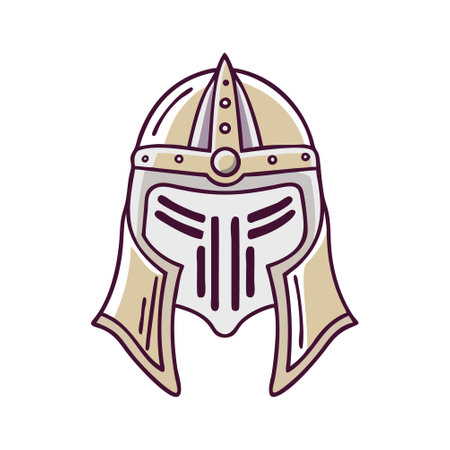 Spartan helmet. Vector illustration in flat style isolated on white background.のイラスト素材