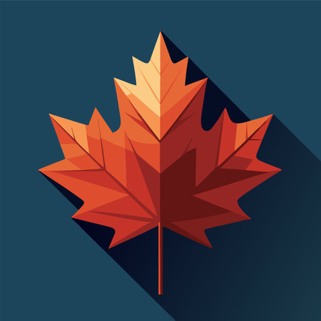Maple leaf icon in flat style with long shadow. Vector illustrationのイラスト素材
