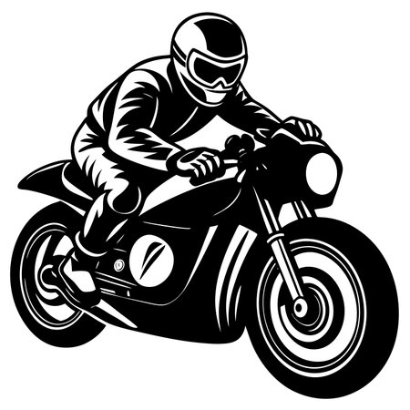 Motorcyclist on a motorcycle.Vector illustration ready for vinyl cutting.のイラスト素材