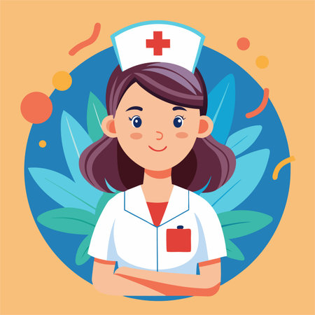 Cute cartoon nurse. Vector illustration of a female medical worker.のイラスト素材