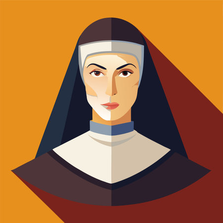 Nun. Vector illustration in a flat style. The image of a female figure.のイラスト素材