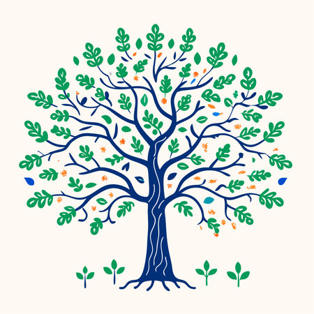 Art tree isolated on white background. Hand drawn vector illustration for your designのイラスト素材