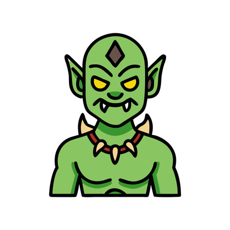 Green monster icon. Cartoon illustration of green monster vector icon for web designのイラスト素材