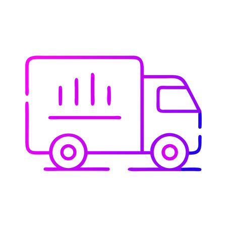 Delivery truck flat icon. Vector linear illustration. Pictogram is isolated on a white background. Trendy flat style design for web site, ads, apps, user interface.のイラスト素材