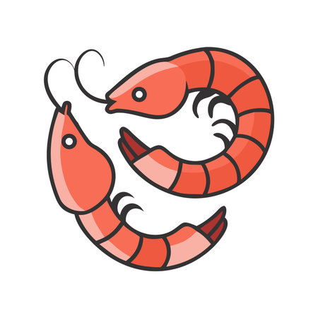 Shrimp vector icon. Seafood illustration. Seafood sign.のイラスト素材