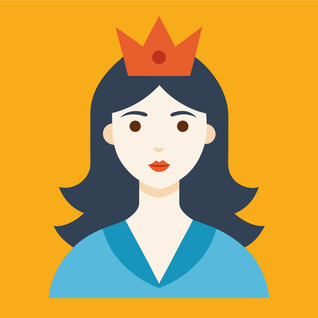 Princess vector illustration in flat design style. Young woman with crown.のイラスト素材