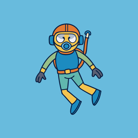 Cute scuba diver character. Vector illustration in flat style.のイラスト素材