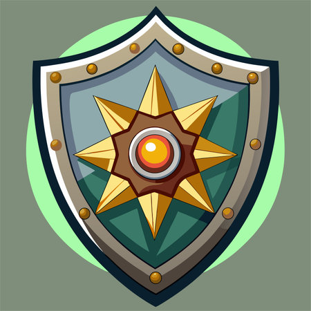 Shield with a star on a green background. Vector illustration. Eps 10のイラスト素材