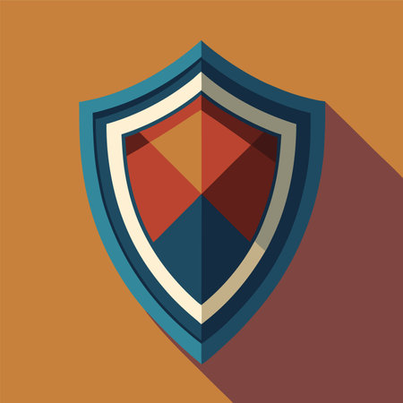 Shield icon in flat style with long shadow. Security protection symbol.のイラスト素材