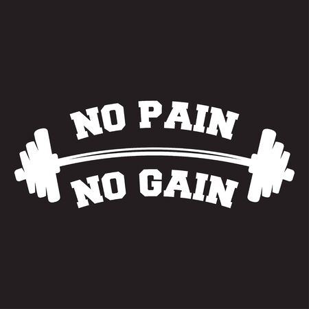 No pain no gain. Lettering vintage typographic poster. Motivational and inspirational vector illustration barbell and quote. fitness club and bodybuilding advertising template.のイラスト素材
