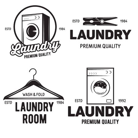 vector set of laundry  emblems and design elements. logotype templates and badges. Vector illustration.のイラスト素材