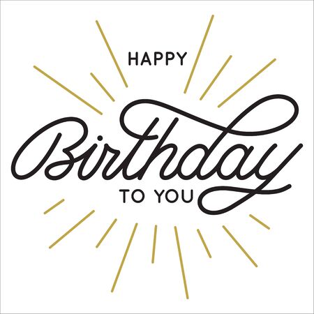 Happy birthday. Hand drawn calligraphy and brush pen lettering. design for holiday greeting card and invitation of baby shower, birthday, party invitation. Vector illustration.のイラスト素材