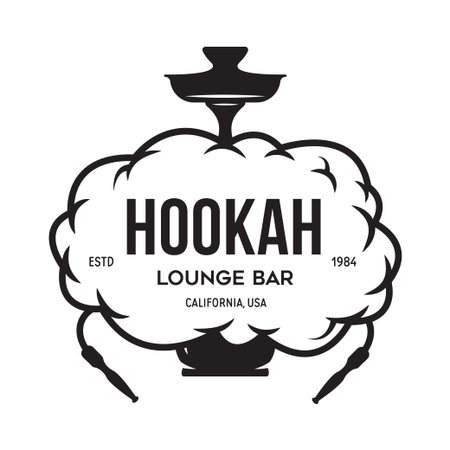 Hookah label, badge and design elements. Hookah club. Shisha bar. Hookah lounge. Hookah pipes....