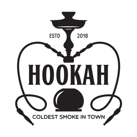 Hookah label, badge and design elements. Hookah club. Shisha bar. Hookah lounge. Hookah pipes....