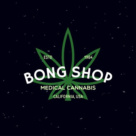 Modern vintage cannabis label badge template. Medical marijuana logotype.のイラスト素材