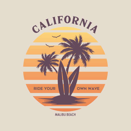 Palm Beach Florida stylish graphic t-shirt vector design, typography. Design for poster, print on the theme of summer. Vector illustration.のイラスト素材