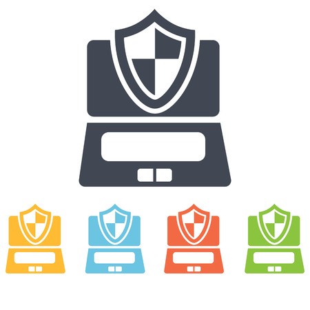 Computer under protection iconのイラスト素材