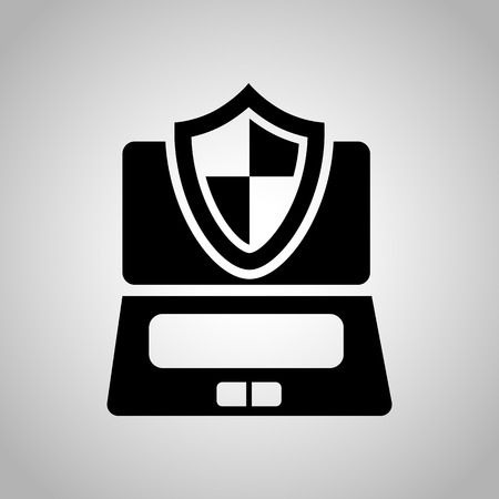 Computer under protection iconのイラスト素材