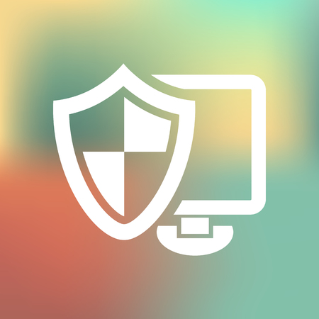 Computer under protection iconのイラスト素材