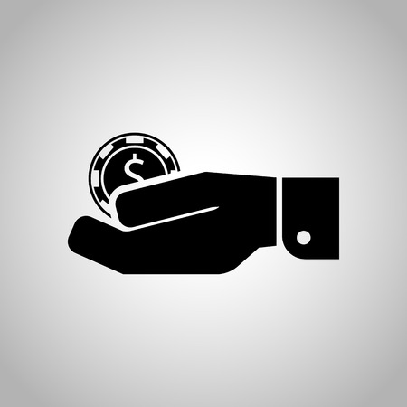 Casino chip in hand iconのイラスト素材