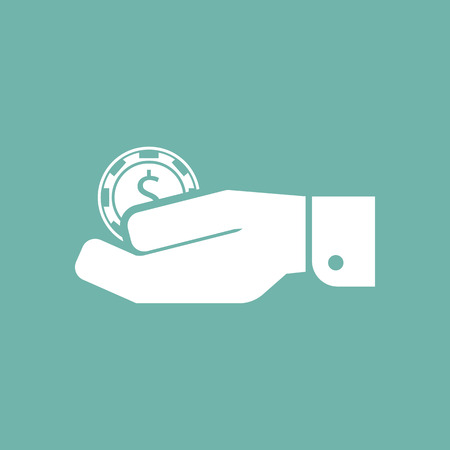 Casino chip in hand iconのイラスト素材