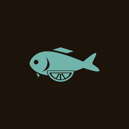 Fried fish with lemon iconのイラスト素材