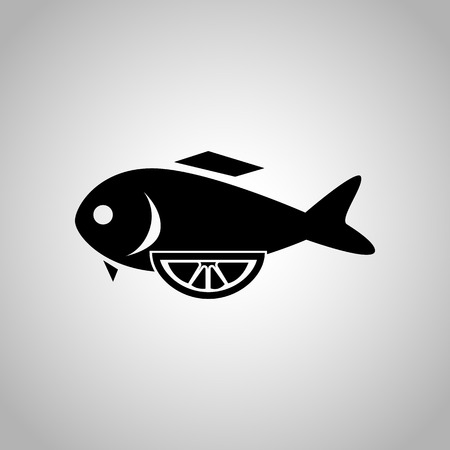 Fried fish with lemon iconのイラスト素材