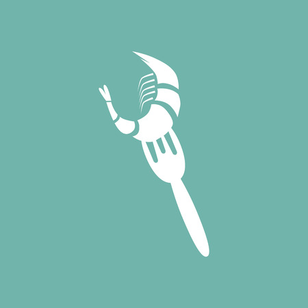 Shrimp on a fork iconのイラスト素材