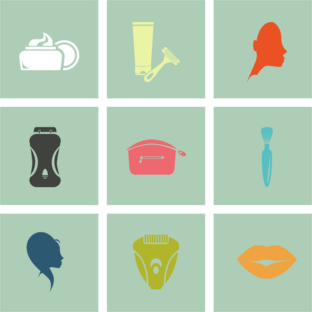 Set of  nine beauty and fashion icons web and mobileのイラスト素材