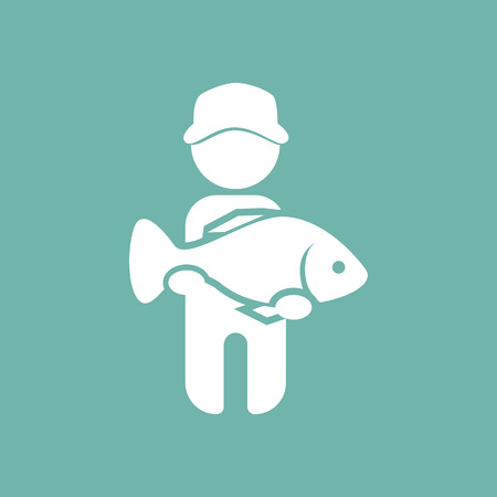Fisherman catch big fish iconのイラスト素材
