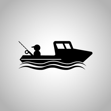 Fisherman in boat iconのイラスト素材