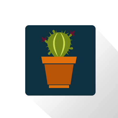 Color illustration of cactus in a potのイラスト素材