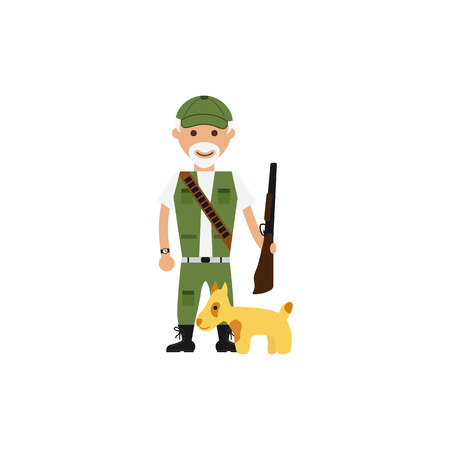 Color illustration of grandpa huntingのイラスト素材