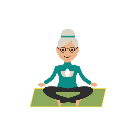 Illustration grandmother engaged in yogaのイラスト素材