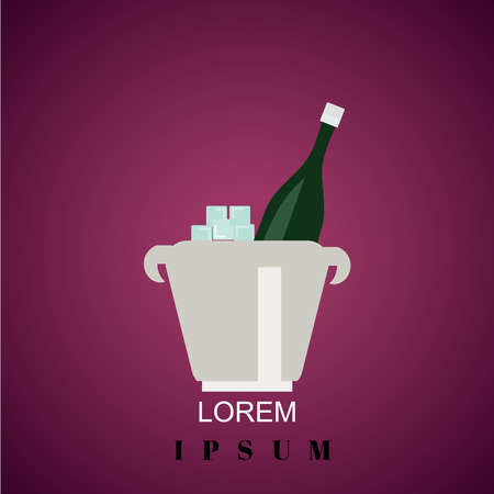 illustration of champagne in bucket iconのイラスト素材