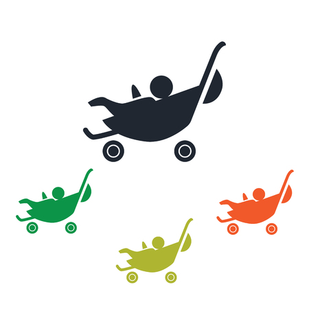 Stroller with baby iconのイラスト素材