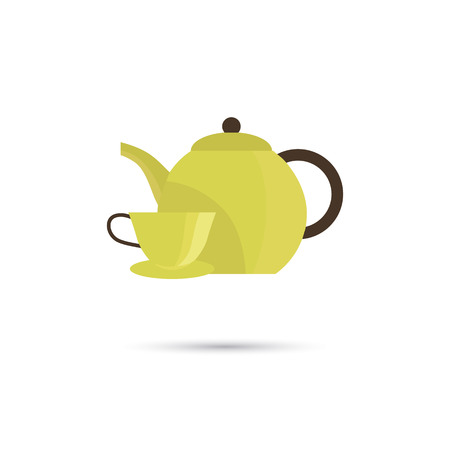 Color illustration of kettle with cup iconのイラスト素材