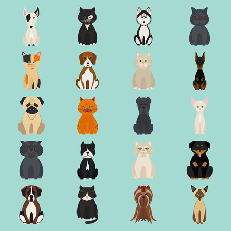 Illustration pour Cats and dogs color flat icon - image libre de droit