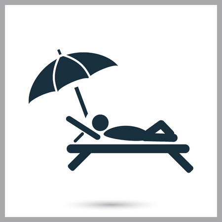 Man lying at beach chair icon on the backgroundのイラスト素材