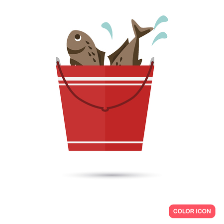 Fishing catch color flat iconのイラスト素材