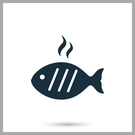 Barbecue fish simple icon on the backgroundのイラスト素材